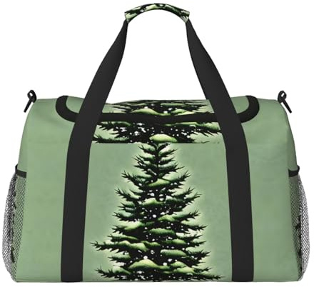 tall nål träd vinter landskap tryck handbagage väska undersätes personlig artikel väska resa duffelväska gym handbagage sportväska, Svart, One Size