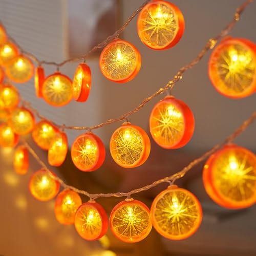 ENLACE Ljusslinga orange, 1,5 m, 10 LED, apelsinskivor, ljusslinga | Citronljusslingor, dekorativt ljus för terrass, vardagsrum, sovrum, fest, bröllop, karneval, inomhus och utomhus