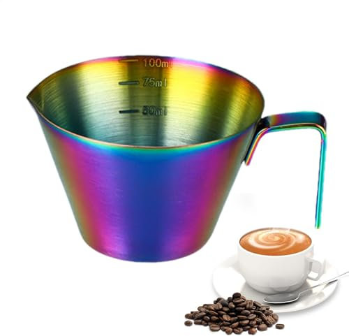 Taza medidora para café expreso con escala y asa para cafés, espuma de leche, accesorios de