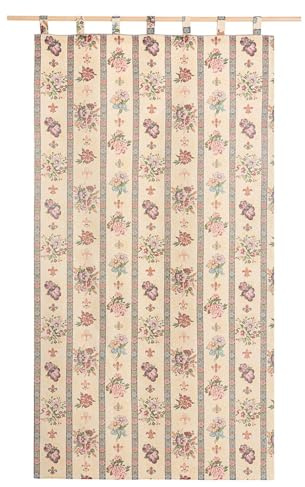 Lanovenanube Cortina alpujarreña con Trabillas Flores Nº44 de 140x260 cm, Tejido Jacquard, de fácil Mantenimiento y Resistente. Confeccionada con Trabillas. Diseño rústico. Cortina de Puerta Exterior