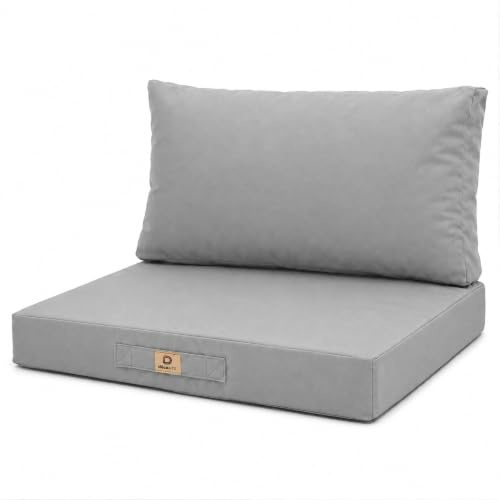 deco arts Coussins pour Salon de Jardin Déhoussable - Coussins extérieur - 60x70 cm - Coussin de Remplacement pour Fauteuil, Banc & Chaise d'extérieur - Imperméable & Confortable - Gris Galet