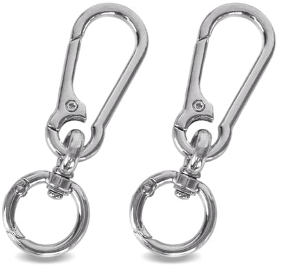 2Pcs Portachiavi con Moschettone,Piccolo Moschettones Portachiavi,Metallo Moschettones Piccolo,Moschettone in Lega Zinco per Uomo e Donna (7.7 x 2.4 cm) (Argento)