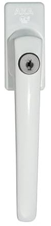 AXA Sicherheits Fenstergriffe L - Fenstersicherung Dreh-Kipp - 7x32 mm | Aluminium Weiß, Mit Zylinder CP