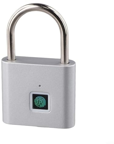 Niceminiwall Smart Security Padlock with Semiconductor Fingerprint Sensor USB Charging Waterproof Metal Lock for Storage Cabinets Bags for Secure Access to Luggage and Cabinets(Silver)
