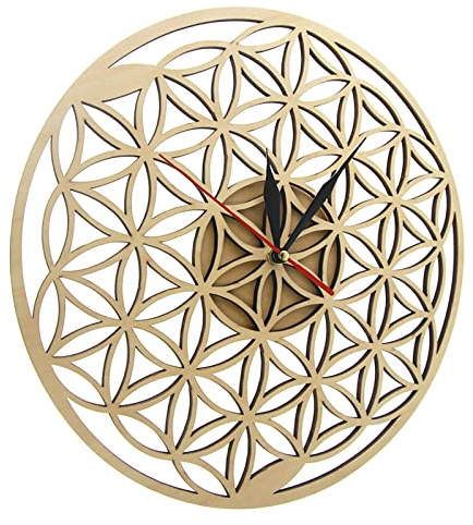Milageto Legno Fiore della Vita Orologio da Parete Orologi da Appendere a Parete Bar Ornamento Decorativo per la casa