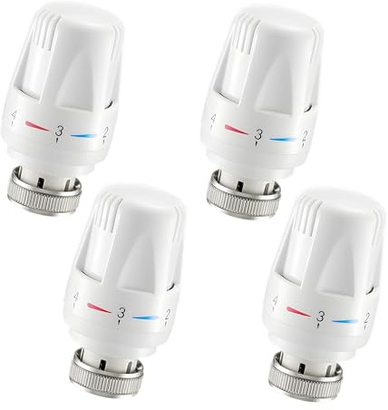 4 Pezzi Valvole Termostatiche per Termosifoni M30 x 1.5, Valvola Termostatica, Termovalvole Termosifoni, Termostato da Radiatore, Sistema di Riscaldamento con Controllo Automatico della Temperatura