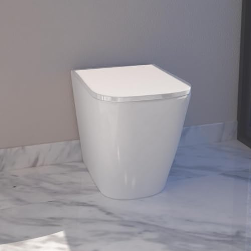 Bathroom Rimless Back to Wall Toilet BTW WC Pan UF Soft Close Seat White Ceramic