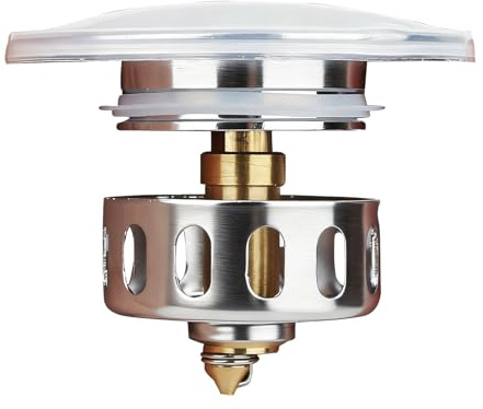 Lueden Universal Sink Plug Pop Up Bathtub Drain Stopper for 43mm Brass Bounce Core Push-Type Drain Plug Anti-Clogging Bath Plug Filter Replacement with Hair Catcher for Bathroom Shower Kitchen Basin