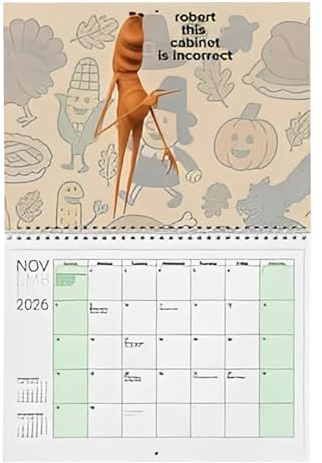 2026 Väggkalender, mångsidig placering, 28 x 21 x 0,5 cm, humoristisk månadsplanerare, 2026 månadskalender, långvarig, för sovrum, kök, vardagsrum, lägenheter, klassrum