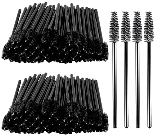 SYUTBOU 600 stycken ögonfransborstar, 9,8 cm nylon svart, mascara trollstavar för färgning och smink