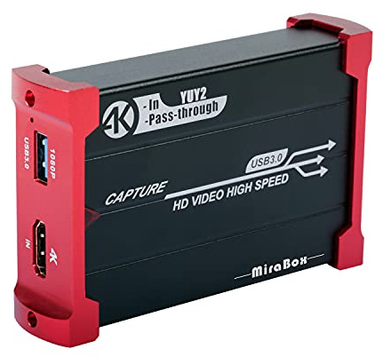Mirabox Capture Card for Nintendo Switch,USB3.0 1080P 60FPS Video Audio Capture Card,Support 4K@30Hz Input and Passthrough for PS4 PS5 DSLR Xbox Streaming and Recording by OBS