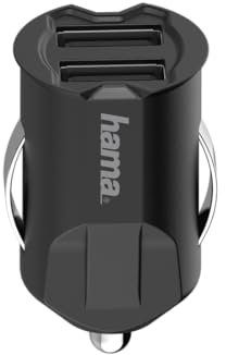 Hama USB Auto Ladegerät mit 12/24 V (KFZ Adapter zum Laden von Smartphone, Handy, Tablet pber USB A, 2 USB A Anschlüsse für Zigarettenanzünder) schwarz