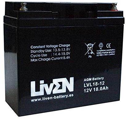 LIVEN LV18-12 AGM-Batterie, 12 V, 18 Ah, C-20, wartungsfrei, Sicherheitsausrüstung, medizinische Ausrüstung, USV, Kommunikation, Notfall