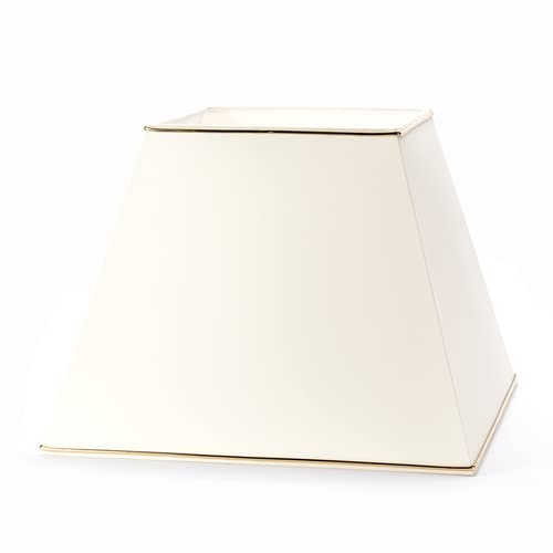 Hochwertiger Lampenschirm Stoffschirm creme mit Chromkante eckig 36cm Chintz