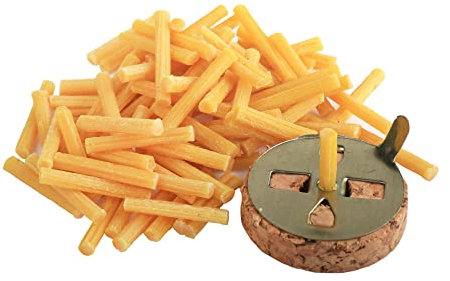 NKlaus 2 pezzi SET 10g (circa 80 pezzi) stoppino per lampada a olio in vera cera d'api e 1x porta stoppino galleggiante da 3cm 40804