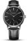 SEA-GULL Minimalistische Herrenuhr mit Lederband und Ersatzstahl-Uhrenarmband (Weiß/Silber), Schwarz/Silber, Einfach