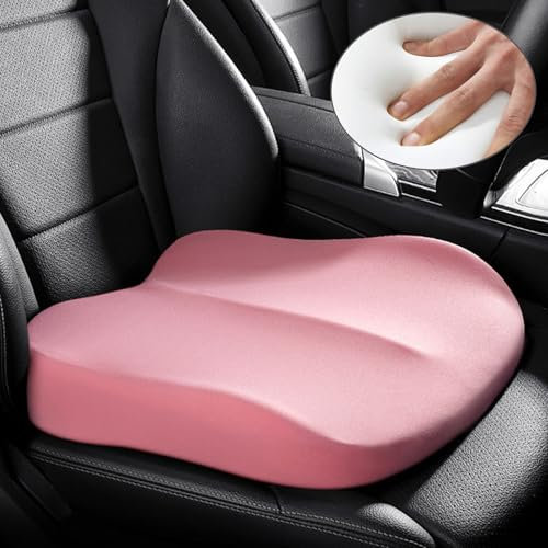 UVCMDUI Alzador Coche para Adulto, Asiento Elevador Coche Lavable, Cojín de Cuña Sillas de Coche Antideslizante Altura 10cm para Conductores de Baja Estatura,Rosado