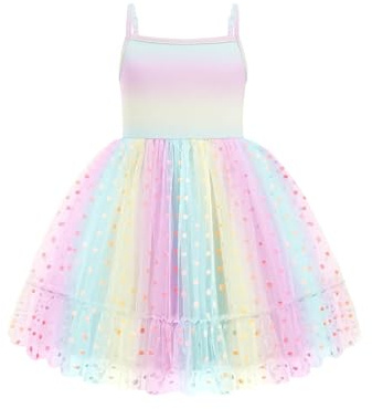 Arshiner Little Girls Tutu Dress Rainbow Tulle Birthday Princess Dresses Casual Photoshoot Outfit Summer Clothes 5t