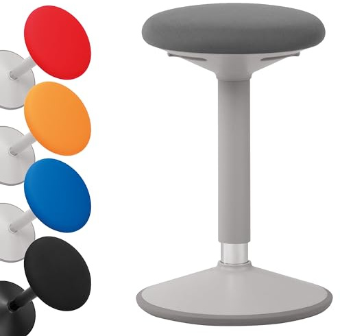 boho office® Siege Assis Debout, Tabouret Assis-Debout, Tabouret Ergonomique, Tabouret Debout, Gris, Facile à Transporter, Pied en Caoutchouc, Hauteur réglable de 56 à 81 cm