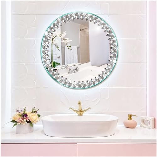 JMITHA Spiegel Rund Runder Spiegel 30cm Wandspiegel Dekorative Glas Flurspiegel Wohnzimmer HD Schminkspiegel für Badezimmer Schlafzimmer
