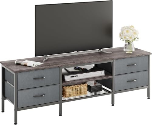 CAIYUN TV Stand with Storage, TV Table 63 Inch with Drawers for 65 70 Inch TV, TV Console Table, TV Bench for Living Room, Bedroom(Grey,63 Inch)