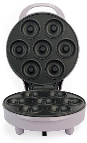 Petra Donut-Maker – macht 7 Mini-Donuts, Antihaft-Kochplatte, leicht zu reinigen, Power & Ready-Anzeigeleuchten, automatische Temperaturregelung, Pastelllila, Dessert, Partys, 1000W, PT6222PPVDE