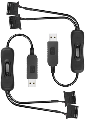 GINTOOYUN 2xUSB vers Grand 3/4 broches Boost 1 vers 2 commutateurs câble de ventilateur 5V à 12V USB-a mâle vers double grand 3/4 broches femelle câble de ventilateur de châssis(16,3pouces)
