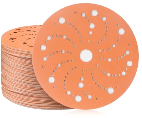 Disques de ponçage 150 mm 50 pièces Disques de ponçage propres, disque de ponçage en céramique grain 240, Durable et résistant, papier de verre perforé pour ponceuse orbitale auto-agrippante