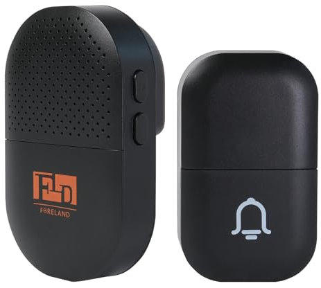 FORELAND Campanello senza fili alimentato a batteria, 110 dB campanello senza fili, 38 melodie, funziona fino a 152,4 m, campanello senza fili lampeggiante a LED con modalità muto, uso esterno