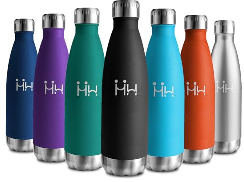 Borraccia Acciaio Inox 500ml, Bottiglia Termica Doppia Parete, Senza BPA, A Prova di Perdite, Antigoccia, Bottiglia Acqua Ideale per Bambini, Scuola, Ufficio, Sport, Escursioni, Viaggi, Campeggio