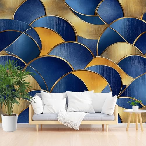 Motif Géométrique Abstrait Papier Peint Panoramique, Motif Luxueux Papier Peint Intissé, Art Esthétique Moderne Tapisserie Murale Cuisine Salle de Bain, Décoration Murale Chambre, 150 x 105 cm