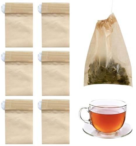 600 Pcs Tea Filter Bags, 7x9cm Tea Bags Empty Unbleached Paper Drawstring Tea Bags Disposable Infuser Bags for Loose Tea Scented Tea Spice Coffee Herbal, Beige