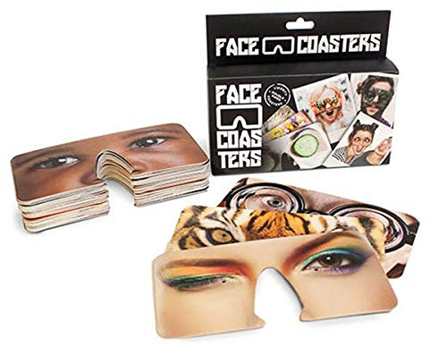 alltoshop Party Masken Face Coasters 40 Motive Gesichtsaufdruck Partybilder Untersetzer