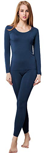 HEROBIKER Thermal Underwear Women Ultra-Soft Set Base Layer Top & Bottom Long Johns with Warm Lined Winter Blue Medium