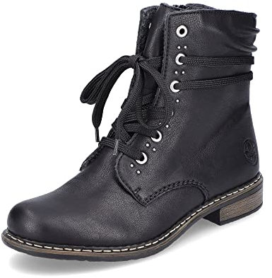 Rieker Damen Schnürstiefeletten 71218, Frauen Stiefeletten,halbstiefel,Kurzstiefel,uebergangsschuhe,uebergangsstiefel,schwarz (00),41 EU / 7.5 UK