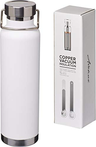 Schmalz® Thermosflasche inkl. Gravur 650 ml vakuumisolierte Isolierflasche Sportflasche aus Kupfer Edelstahl mit Kupferisolierung auslaufsicher (weiss, ohne Gravur)
