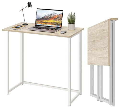 Dripex Table de Bureau Pliante pour Bureau 80 x 45 x 74 cm - Couleur Chêne