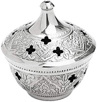NKlaus Encensoir 8cm Fait Main avec Grille pour encens mélange d'encens encensoir Nettoyage Maison Argent 2838