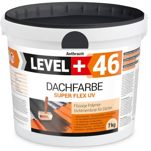 LEVEL PLUS Dachfarbe 7kg Sockelfarbe Dachlack | Dachsanierung flexibler Polymermembran hochdeckend wetterbeständig Anthrazit RM46