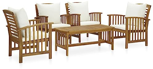 vidaXL Loungegrupp för trädgården med dynor 5 delar massivt akaciaträ