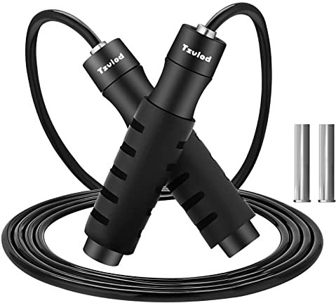 Tzviod Gewichtetes Springseil für Erwachsene - Einstellbar mit Kugellager, Rutschfest, Atmungsaktiv, ABS-Schaum Griff - Speed Fitness Seil Ideal für Kräftigungsübungen
