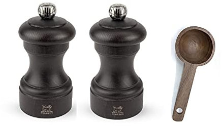 Peugeot Bistro - Molinillo de sal y pimienta de 4 pulgadas, juego de regalo con cuchara (juego de molinillo de sal y pimienta)