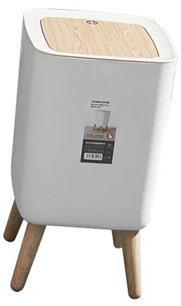 Cubo de Basura Tipo Prensa de Plástico 10l para Cocina y Hogar | Pp y Abs, Gran Capacidad, Diseño Pet-proof, Uso Doméstico en Sala de Estar