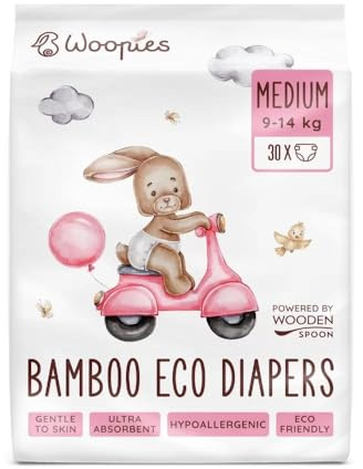 Pannolini ecologici per bambini Woopies MEDIUM (9-14kg) WoodenSpoon 30 pz
