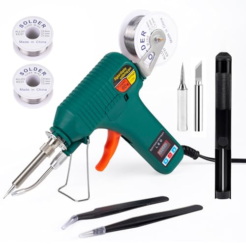 Larlarsa Soldering Gun Kit - Soldering Iron Kit with Adjustable Temp 180-520°C,ON/OFF Button,80W LED Digital Internal Heat Soldering Gun,Auto Send Tin Soldering Kit for Electronics Welding Repair DIY