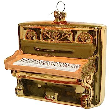 Christbaumschmuck Glas 10cm Klavier Instrument Weihnachtskugeln - Gold