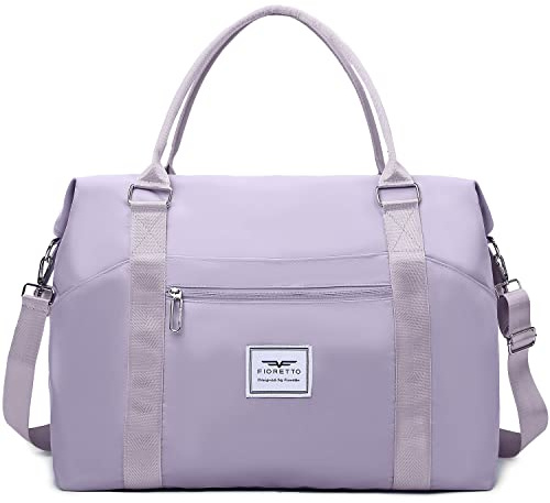 FIORETTO Damen Reisetasche Sporttasche Handgepäck Weekender Bag Schwimmtasche Wasserdicht Travel Bag Duffle Bag Fitnesstasche Trainingstasche für Damen Lila Medium