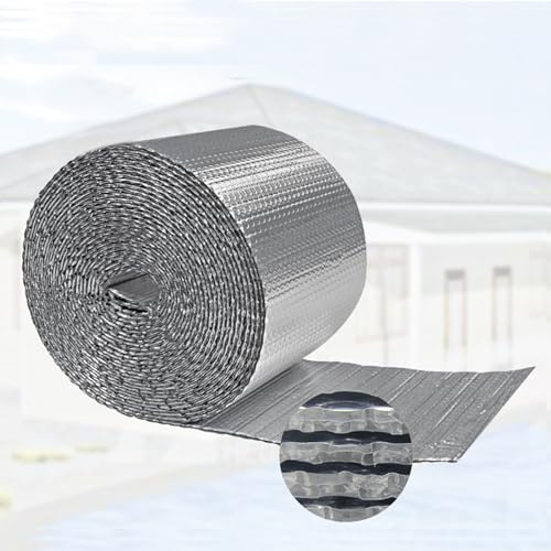 Rollo Aislante Termico Reflexivo Autoadhesivo Lámina Aislante Doble Cara para Frío y Calor Aislamiento Radiadores para Paredes Techo Suelo Furgonetas Buhardillas Garaje(Size:1x15m)
