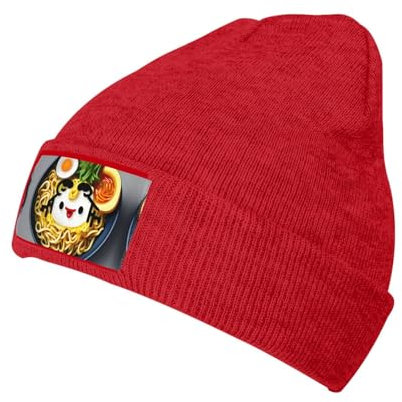 SSIMOO Coquetier nouilles ramen élégant chapeau tricoté en laine pour adulte, chapeau décontracté parfait pour les activités intérieures et extérieures, Coquetier Noodle Ramen, taille unique