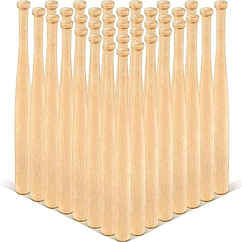 TsoLay 36 Stück Mini-Baseballschläger, 7, Unlackierte Kleine Holzschläger, Unlackierte -Baseballschläger zum Bemalen Von Schlüsselanhänger
